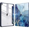 FINTIE Custodia per iPad Air 3a Gen 10.5 (2019) / iPad Pro 10.5 (2017) | [con Portapenne] Antiurto Sottile Cover Posteriore Trasparente Custodia con Auto Sveglia/Sonno, Ocean Marble