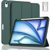 EspZanthic Cover per iPad Air 11 M4/M3/M2, Air 5a/4a Gen 10,9 Custodia Verde Notte | Pencil Portapenne Tablet Sottile Tri Pieghevole Supporto TPU Flessibile Retro Trasparente Auto Wake Sleep Protezione Antiurto