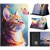 Generico DayQiQiPu Custodia per Samsung Galaxy Tab A S-Pen SM-P580/P583/P585 (10,1 Pollici) in pelle PU Caso a Portafoglio Cover Ribaltabile Motivo Gatto Mandarino Guscio con Supporto e Auto Wake/Sleep, 06