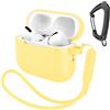 Generic Compatibile con AirPods Pro 3 custodia con portachiavi/cinturino da polso, Pro 3a generazione [2025] copertura protettiva in silicone antiurto per cuffie supporto ricarica wireless, giallo