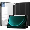 CAUHENYEE Custodia per Lenovo idea Tab 11 Cover, [Tripla Protezione] Antiurto, Chiusura Magnetica, Retro Trasparente - Custodia Protettiva Sottile con Funzione Sleep e Supporto Pieghevole - Nero