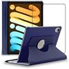 ebestStar - Cover per iPad mini 2021 8.3'' (6 gen) Apple, Custodia Protezione Rotazione 360, Pelle PU, Blu scuro + Vetro Temperato
