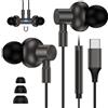 FoBrown Auricolari in-ear con cavo USB C per iPhone 17 17Pro 16 16e 15 Pro Max Plus, cuffie USB C con cavo magnetico auricolare tipo C auricolari per Samsung Galaxy A36 5G A17 A16 A56 A55 S25 Ultra S24 S23