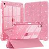 EspZanthic Glitter Cover per iPad Air 11 M4/M3/M2, Air 5a/4a Gen 10,9 Custodia Rosa | Design Scintillante Brillante Porta Pencil Stile Bambini Ragazze Elegante Uso Quotidiano Leggero Sottile Antiscivolo Case