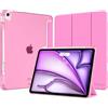 MoKo Cover per iPad Air 11 Pollici (M4/M3/M2) 2026/2025/2024 con Portapenna | Cover per iPad Air 5a/4a Gen 10,9 2022/2020, Custodia iPad Air Trifold Sottile Leggera con Retro PC Rigido Traslucido,Peonía