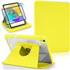 Koze Custodia A16 iPad per 11ª/10ª Generazione 11 Pollici con Alloggiamento Penna Schienale Acrilico Trasparente Rotante e Supporto Multiangolo in Pelle PU per Disegno Ufficio Studio Giallo Limone