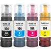 SHUOLEI 104 Inchiostro Compatibile con Epson 104 Flaconi di Inchiostro Multipack per ET-1810 ET-2726 ET-2810 ET-2811 ET-2812 ET-2814 ET-2815 ET-2820 ET-2821 ET-2825 ET-2826 ET-4800 (4-Pack BK C M Y)