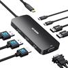 MOKiN Stazione di Docking USB C Dual DisplayPort, Hub USB con 2 DP, HDMI, VGA, USB C 2.0, A 2.0, Porta di Ricarica PD, Adattatore Multi Monitor per Laptop Dell/HP, Nero