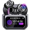 VEKJ Auricolari wireless con Smart Touch Screen, mini auricolari Bluetooth 5.4 2026 con microfono a cancellazione del rumore, suono stereo Hi-Fi 48 ore, 5 modalità EQ/IP7 impermeabili, colore nero