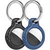 Ainiv Custodia per AirTag, 2 Pz Custodia per AirTag con Cordino | Localizzatore di Chiavi per AirTag Portatile per Zaini e Animali Domestici, Mini Cover Protettiva (Nero + Blu notte)