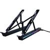 H.May Supporto per laptop con docking station per scrivania, 4 in 1 (1*USB-C, 3*USB-A) supporto per laptop RGB, supporto per laptop pieghevole, regolabile per laptop da 12-18 pollici, tablet (Nero)