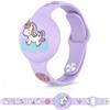 Meliya Bracciale in Morbido Silicone per Bambini per Apple Airtag, Protettiva GPS Anti-Perso, Localizzatore di Monitoraggio Impermeabile, Cinturino per Adolescenti Anziani Bambi (Viola)