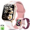 HXQHSTBG Smartwatch Damen 3 Cinturini 1,85 HD Orologio 30+ Giorni di Autonomia | Effettua/Risposta Chiamate Smart Watch con Frequenza/SpO2/Sonno, 120+ Sportive per iOS Android, Rosa&Bianco/1000mAh