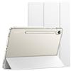 JETech Custodia per Samsung Galaxy Tab S9 11, Bianco | Cover Retro Traslucido Sottile, Supporto Tri-Pieghevole, Supporta Ricarica S Pen, Auto Svegliati/Sonno, Antiurto