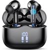 xinwld Cuffie Bluetooth, 2026, senza fili, Bluetooth 5.4, con 4 microfoni ENC con cancellazione del rumore, stereo HiFi per 40 ore, impermeabili IP7, compatibili con iOS, Android, colore nero