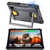 Ulefone Armor Pad 5 Ultra 5G Tablet Rugerizzato con Proiettore 200LM, 24200mAh, Rugged, 32GB + 512GB Android 15, IP69k Antiurto,1000LM Luce Campeggio Tablet 11 Pollici IP68 64MP+Visione Notturna 64MP