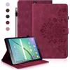Auslbin Custodia per Samsung Galaxy Tab S2 9.7 (2015), Cover Protettive Retrò Tab S2 9.7 T810/T813 in Tinta Unita in Rilievo, Design con Fibbia Magnetica, Funzione Supporto, Rosso