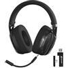 ATTACK SHARK L60 Cuffie da Gaming Wireless con Mics Staccabili-Nero | Headset Computer Ultraleggere Cablate 3.5mm/2.4G/BT, 40mm Driver, Over-ear, Noise Cancelling, Audio Surround 3D per PC/Mac/PS