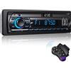 Wistrue RDS Stereo Autoradio Bluetooth 5.0,12V/24V con Display Orologio LCD | Stereo Autoradio Bluetooth FM/AM, illuminazione a 7 colori, 4x65W 1 Din per auto, Supporto Vivavoce 2USB/AUX/SD/TF/MP3/FLAT