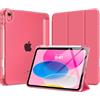 MoKo Cover per iPad (A16) 11a/10a Generazione 11/10,9 Pollici, Anguria Rosa | Custodia per iPad 11/10,9 2025/2022 con Portapenna, Cover per iPad 11 Trifold Sottile Leggera con Retro PC Rigido Traslucido