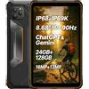 Blackview Active 5 IA Tablet Rugged Smartphone, 3 Modelli IA, Impermeabile IP68/IP69K Android 15, 8.68 HD+ 90Hz, 24GB+128GB, Dual SIM 4G LTE, Fotocamera 16MP+13MP, GPS Impronta Digitale Arancione