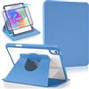 Koze Custodia Rotante per iPad A16 11a Generazione 11 Pollici 2025/ iPad 10a Gen 10,9 2022 con Portapenne, Protezione 360 Gradi di Rotazione Supporto, Cover Retro Trasparente Antiurto Blu