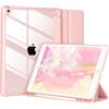 APHBZGE Custodia compatibile con iPad 9/8/7 Gen 10.2 Pollici 2019/2018/2017, Custodia per iPad 10.2 Pollici, Cover rigida antiurto Trasparente con portapenne, Funzione Auto Wake/Sleep,Rosa