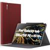 INFILAND Custodia per Samsung Galaxy Tab S10+ Plus/S9 FE+/S9+ Plus 12.4 pollici 2024/2023 Release, Supporto Multi-angolo, Funzione di auto-sveglia/sonno, Rosso Scuro