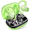 Jesebang Cuffie Bluetooth Sport, Auricolari 5.4 con Mic Stereo, YT18 Cuffie Wireless | Ricarica Rapida USB-C, Cuffiette Doppio Display LED, IP7 Impermeabili Auricolare, 48H, Cuffie Senza Fili Corsa Running, Verde