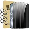 Generic Confezione da 4 pellicole protettive per la privacy per iPhone 16 [6,1 pollici] + 4 pellicole protettive per obiettivo della fotocamera, in vetro temperato anti spia, compatibili con custodie, durezza