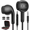 AIAUXAI Auricolari In Ear Cuffie con Filo, Jack 3,5 mm Microfono e Controllo Volume | Cuffiette con Filo per Android Cellulare Tablet Laptop Radio, per Samsung per MP4 per Switch, Sport Game Lavoro, Nero