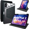 Lemxiee Cover per Xiaomi Redmi Pad 2 11 Case Custodia in pelle PU + Acrilico trasparente per supporto rotante & Slot per penna