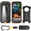 Ulefone Armor RugKing 4 Pro Cellulare Android 15, 10200mAh Batteria 16GB+256GB/SD-2TB AI Telefono Impermeabile 48MP Telecamera, Octa-Core Rugged Smartphone 6.56 120Hz/120LM Super Torcia/3-Slots/OTG/NFC/GPS Arancia