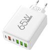 BAYNOS Caricatore USB Multiporta 65W, Stazione di Ricarica da Parete a 6 Porte con 2 USB-C e 4 USB-A, Compatibile con iPhone, Android, Samsung Galaxy, Xiaomi, Huawei, Tablet, Smartwatch (Bianco)