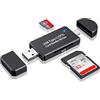 La Brodée Lettore di schede SD, 3 porte USB 2.0 Micro SD Card Reader & USBC Lettore di schede OTG Adattatore per SD/SDXC/Micro/SDHC/MMC/RS-MMC/UHS-I, scheda di memoria USB per scheda SD/Micro SD