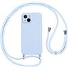 Vauki Cover per Cordino con Collana per iPhone 14 6,1, Custodia Silicone Morbido Sottile per Telefono con Corda, Case Tracolla Protettiva Antiurto con Necklace Catena Regolabile per iPhone 14, Blu