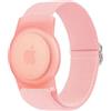 Amzpas Per bracciale AirTag per bambini, custodia anti-smarrimento, facile da indossare, in nylon elastico Apple AirTag (rosa)