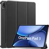 Bihizei Custodia per OnePlus Pad 3, Slim Stand Cover, con Funzione Auto Sveglia/Sonno, Tablet Case Antiurto, Nero