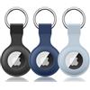 Meliya 3 Pezzi Meliya AirTag Portachiavi per Apple Airtag, Silicone Custodia per Apple Airtags con Portachiavi, Cover Protettiva per AirTags Tracker per Zaini (Nero+Blu navy+Blu cielo)