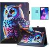 Auslbin Colorata PU Cover Lenovo Tab M10 Gen 3 10.1 Pollici, Colorata e in Movimento, Bellissimo Motivo, Custodia per Tablet Flip Tab M10 (3rd Gen)/TB-328FU/XU con Supporto, Gufo