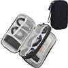 Generic Pochette da viaggio impermeabile a doppio strato per accessori elettronici, organizer compatto per caricabatterie, cavi, auricolari (nero)