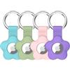 Alsukeay 4 custodie protettive per AirTag con portachiavi fiore silicone titolare compatibile con AirTag Tracker per portafogli bagagli zaini bambini animali (blu/verde/rosa/viola)
