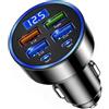 DAHAIHLAN Caricatore Auto USB C, 4 USB + 2 Type-C con Display Digitale Voltmetro LED | 12V/24V PD 30W e QC 3.0, Compatibile con Phone/Android per Auto, Camper, Furgone e Camion