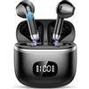 POMUIC Cuffie Bluetooth 5.4, 2025 Auricolari Bluetooth Stereo HiFi, 40 Ore Mini Cuffiette Bluetooth con 4 ENC Cancellazione Rumorecon Mic,LED Display, IPX7 Impermeabili Cuffie Wireless per Androide/iOS, Nero