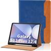 Oduio Custodia per Samsung Galaxy Tab S12 Plus 12,4 2026 (SM-X840/X846B), blu | Custodia protettiva in pelle PU Business Folio con S portapenne, supporto multi-angolo con cinturino da polso e tasca