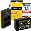 PATONA Set Caricabatterie Dual LCD USB-C + BLX-1 Protect, 2600mAh | Compatibile con Olympus OM System OM-1, OM1 Mark II, OM-3, OM3, BLX1-batteria, con NTC-Sensor e box protettivo