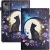 LSPCASA Custodia per Lenovo Idea Tab 11 Pollici 2025 TB-336ZU TB-336FU Folio Flip Cover in Pelle PU Protettiva Con Funzione Stand Porta Carte per Lenovo Idea Tab 11 Gatto della luna