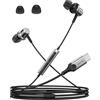 SOLMIMI Cuffie in-ear USB-C con cavo, microfono e controllo del volume, compatibili con smartphone, laptop e tablet dotati di porta USB-C - Nero/Grigio