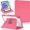 Koze Custodia A16 iPad per 11ª/10ª Generazione 11 Pollici con Alloggiamento Penna Schienale Acrilico Trasparente Rotante e Supporto Multiangolo in Pelle PU per Disegno Ufficio Studio Rosso