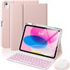 MoKo Custodia con Tastiera per iPad 11a Gen (A16) 11con Mouse, Oro Rosa | per iPad 10a Generazione 10,9 2022,Tastiera Bluetooth Retroilluminata a 7 Colori, Portapenne Incorporato